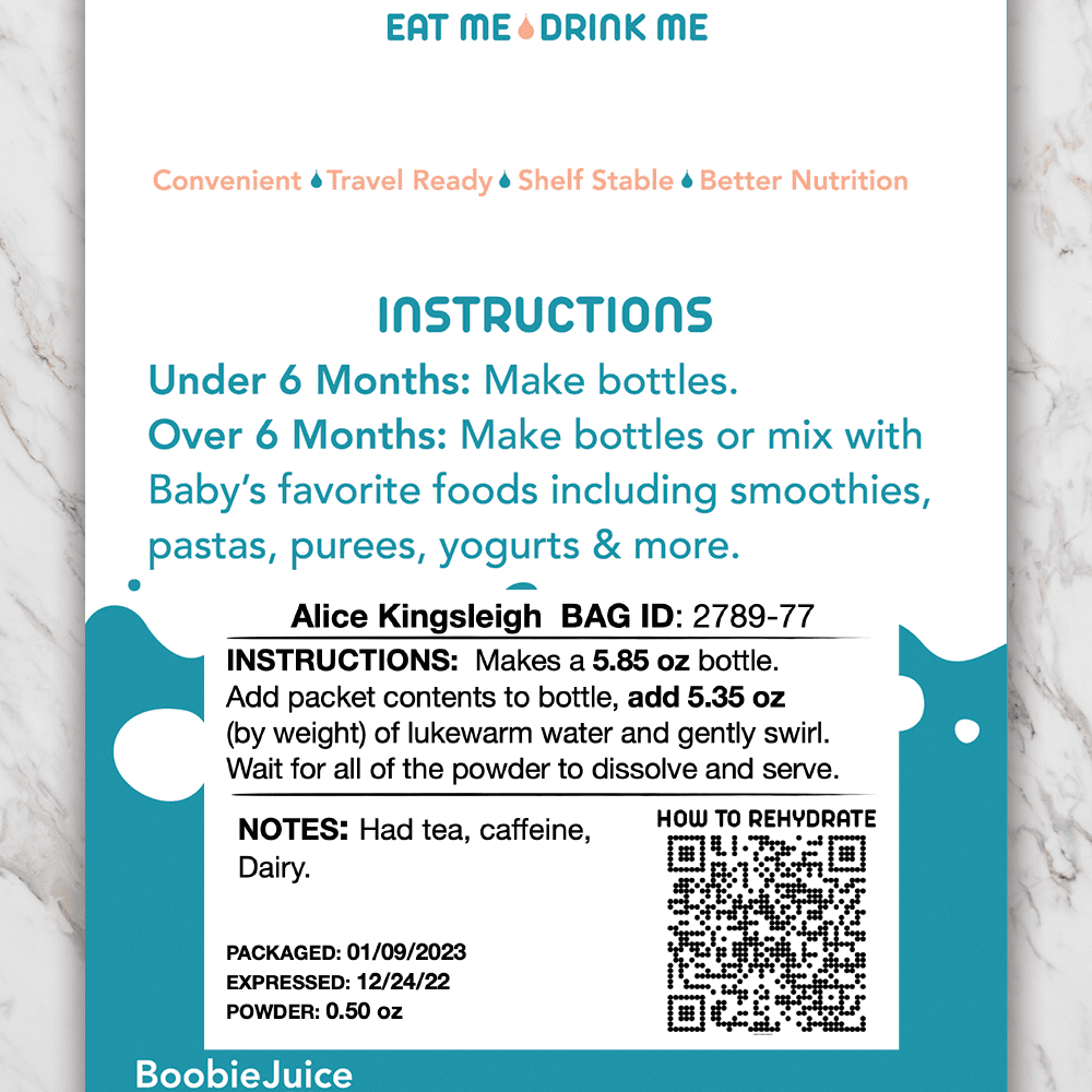 Bag label instructions
