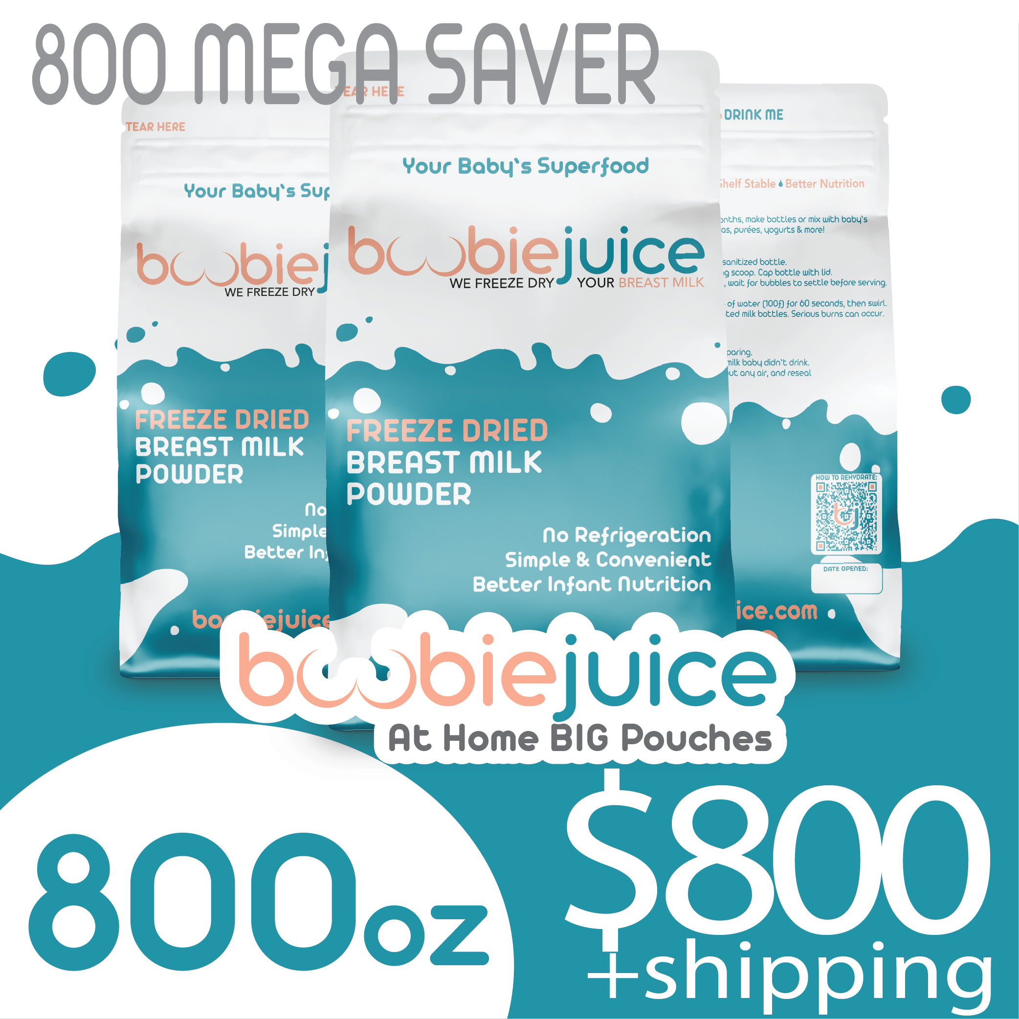 BoobieJuice 800oz MEGA At HOME BIG Pouches