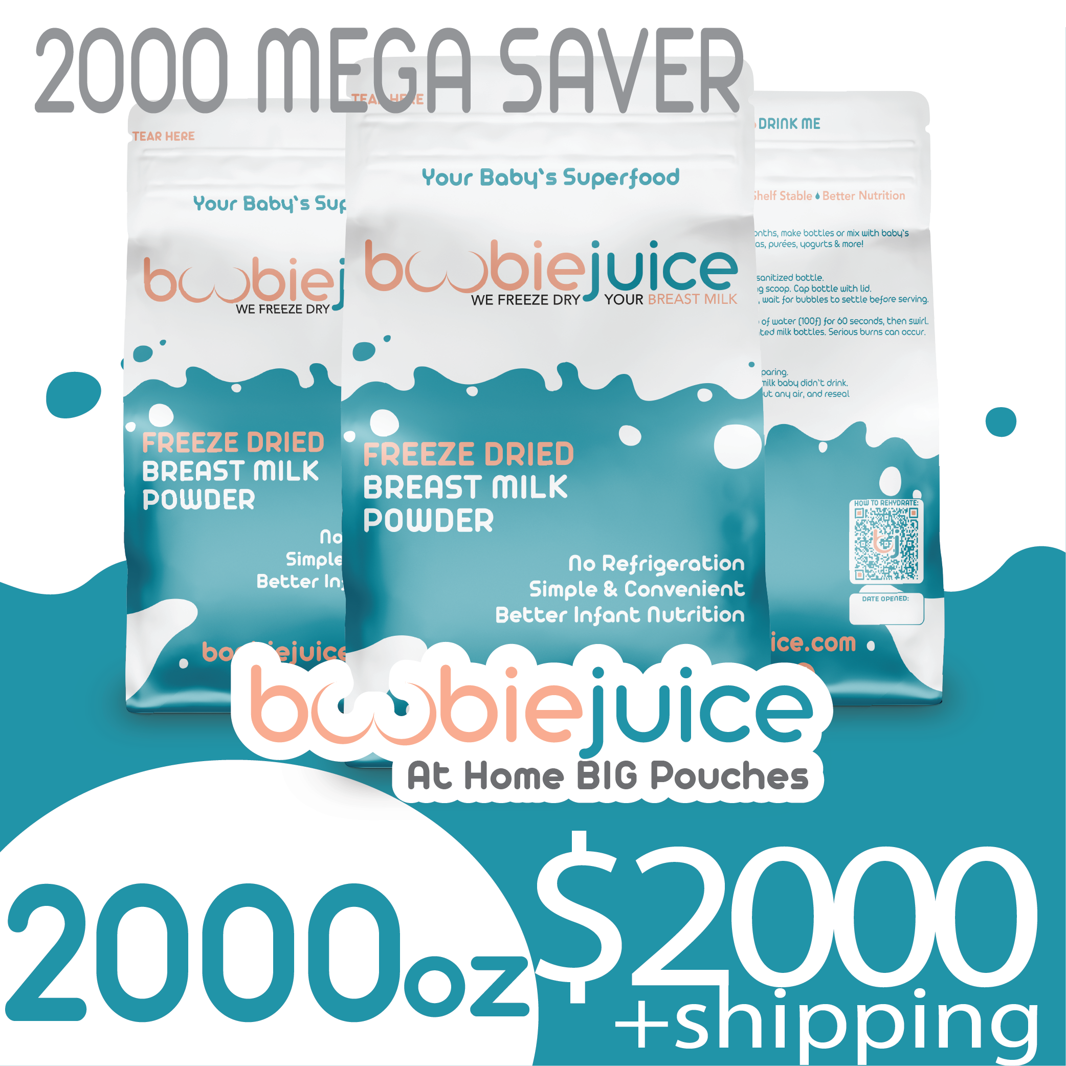 BoobieJuice 2000oz MEGA At HOME BIG Pouches